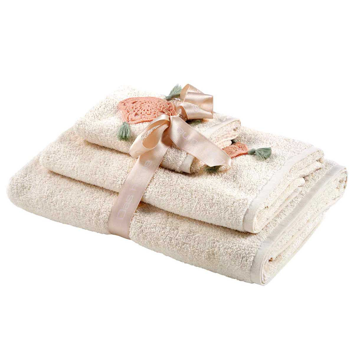 Πετσέτες Μπάνιου (Σετ 3Τμχ) Das Home Daily Line 0730 Ecru 500Gsm Λευκά Είδη Spitishop