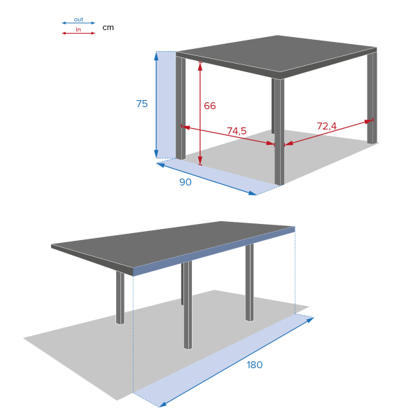 Τραπέζι Επεκτεινόμενο Εξωτερικού Χώρου (90/180x90x75.5) H-S Piazza 139772