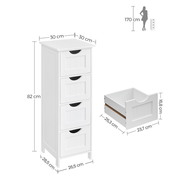 Συρταριέρα 4 Θέσεων (26.5x28.5x82) Vasagle LHC40W