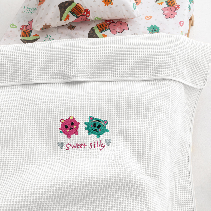 Κουβέρτα Πικέ Αγκαλιάς (80x110) Palamaiki Candy/2 White