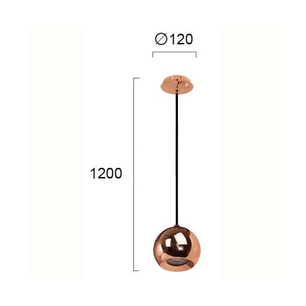 Φωτιστικό Οροφής Μονόφωτο Viokef Ball Copper 4141401