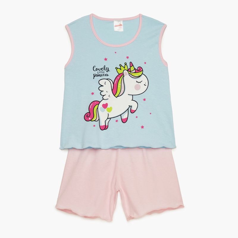 Πιτζάμα Παιδική Καλοκαιρινή Minervakia Unicorn 62207-181 Σιελ