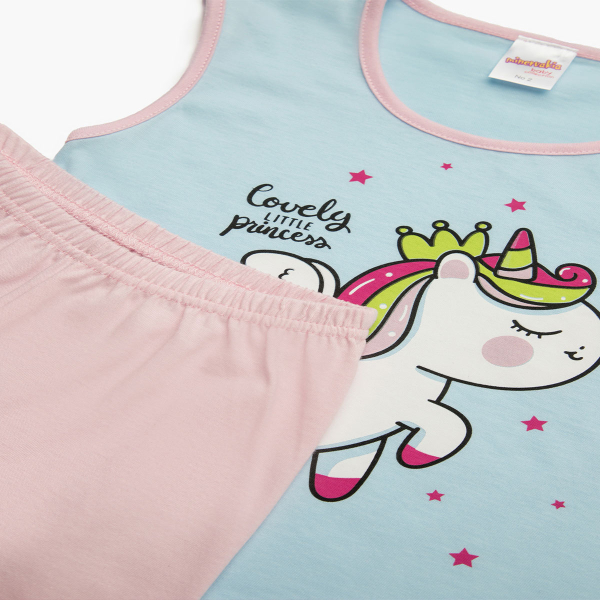 Πιτζάμα Παιδική Καλοκαιρινή Minervakia Unicorn 62207-181 Σιελ