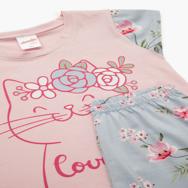 Πιτζάμα Παιδική Καλοκαιρινή Minervakia Lovely Cats 62202-304 Ice
