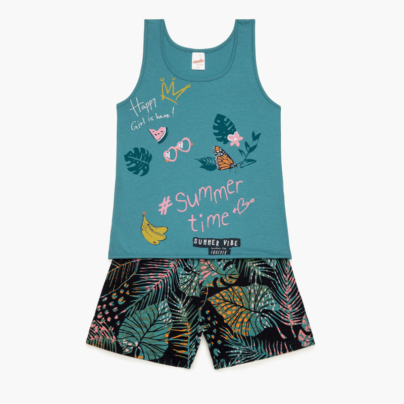 Πιτζάμα Παιδική Καλοκαιρινή Minervakia Summer Time 62229-584 Petrol Aqua