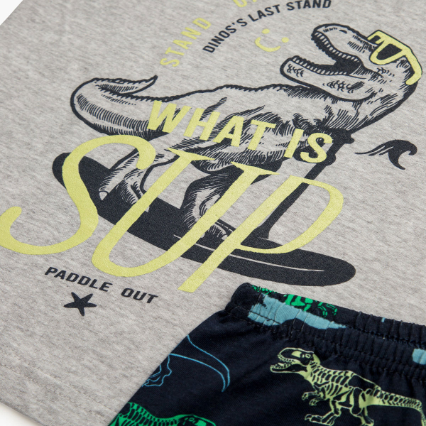 Πιτζάμα Παιδική Καλοκαιρινή Minervakia Dino Vibes 62212-133 Γκρι