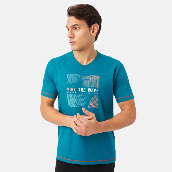 Πιτζάμα Ανδρική Καλοκαιρινή Minerva Vibe The Wave 71427-881 Green Lagoon