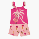 Πιτζάμα Παιδική Καλοκαιρινή Minervakia Baby Flamingo Palms 62204-192 Φουξ No1 No1