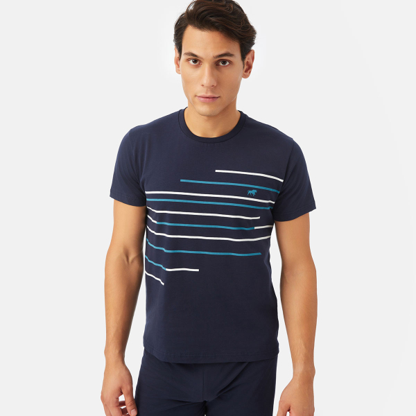 Πιτζάμα Ανδρική Καλοκαιρινή Minerva Stripe Bull Print 71419-200 Μαρίν