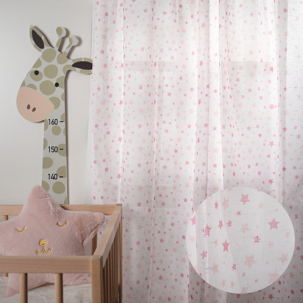 Παιδική Κουρτίνα (140x290) Με Τρέσα Ravelia Stars Pink