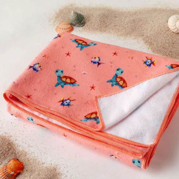 Παιδική Πετσέτα Θαλάσσης Microfiber (75x150) Kiokids Tortuga Ροζ 4360