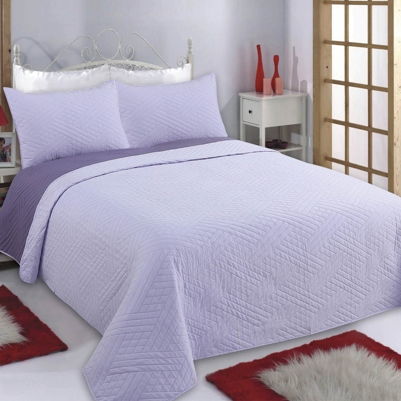 Κουβερλί Υπέρδιπλο (Σετ 220x240) 2 Όψεων Silk Fashion Diamond Lila/Purple