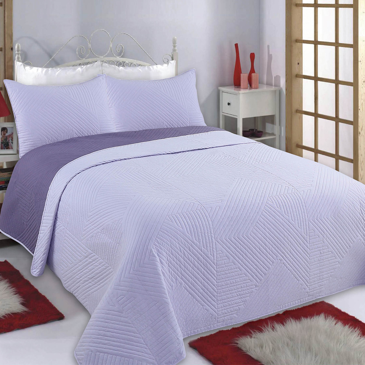 Κουβερλί Μονό (Σετ 160×220) 2 Όψεων Silk Fashion Lines Lila/Purple 280551