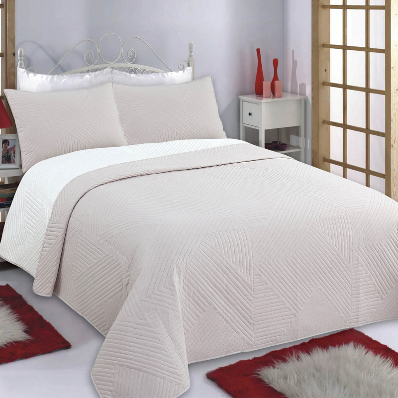 Κουβερλί King Size (Σετ 240x260) 2 Όψεων Silk Fashion Lines Beige/Ivory
