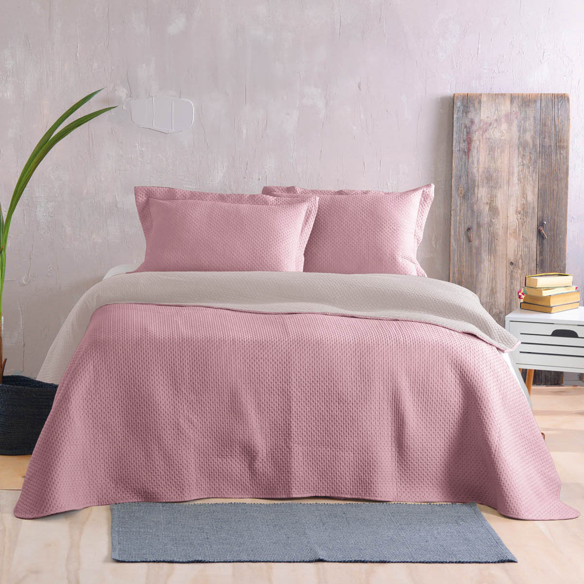 ΣΕΤ ΚΟΥΒΕΡΛΙ ΜΕ ΜΑΞΙΛΑΡΟΘΗΚΕΣ ΥΠΕΡΔΙΠΛΟ RYTHMOS ALLURE MICROFIBER ΣΑΠΙΟ ΜΗΛΟ-ΜΠΕΖ (220CMX240CM)