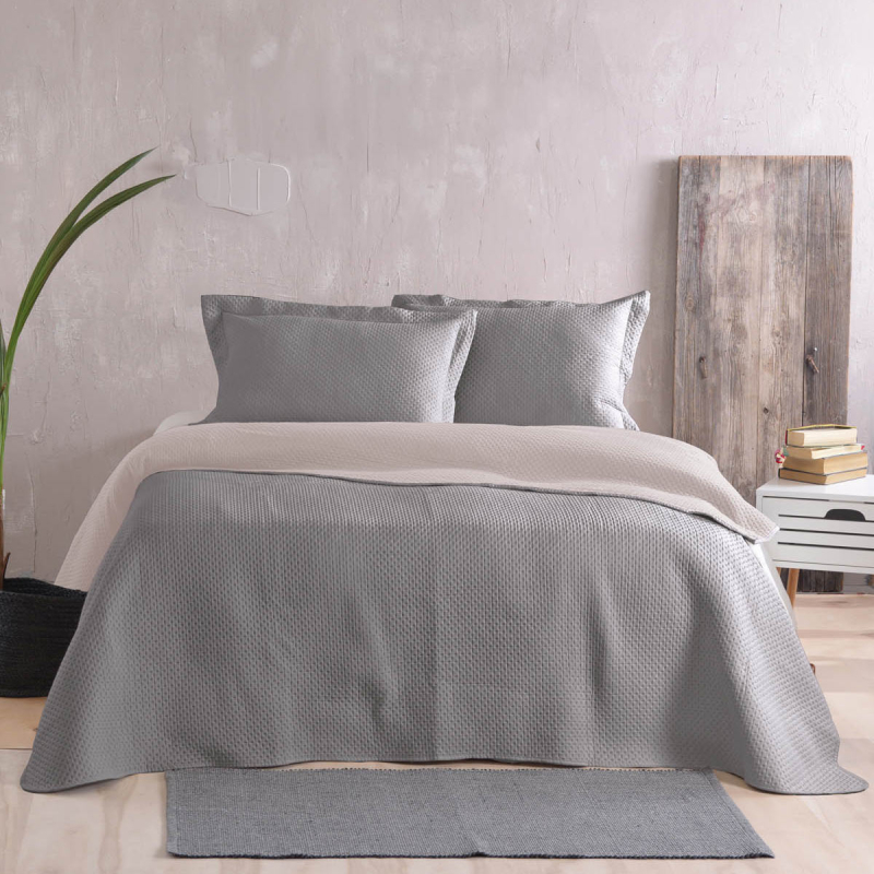 Κουβερλί Υπέρδιπλο (Σετ 220x240) 2 Όψεων Rythmos Allure Grey - Beige