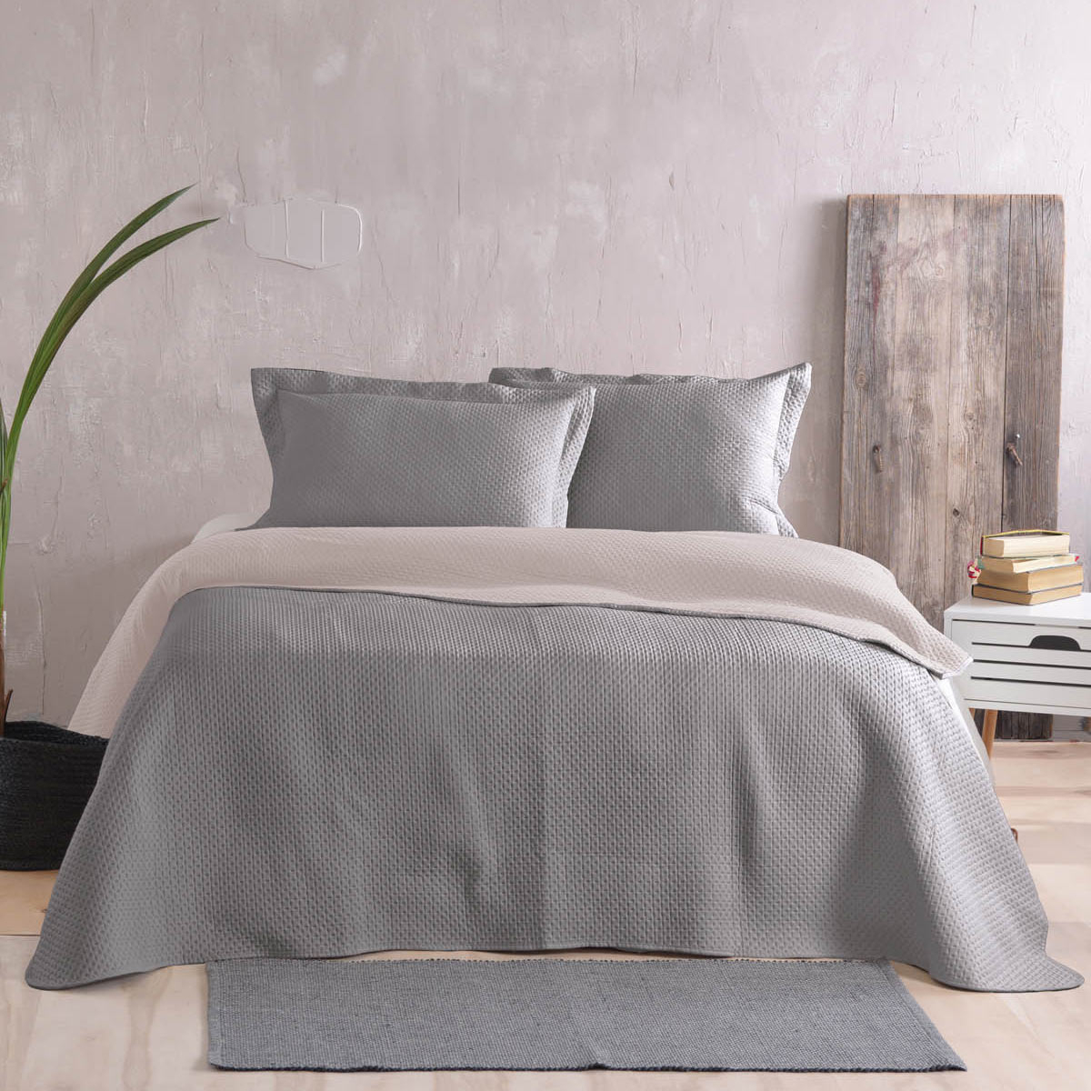 Κουβερλί Υπέρδιπλο (Σετ 220x240) 2 Όψεων Rythmos Allure Grey - Beige