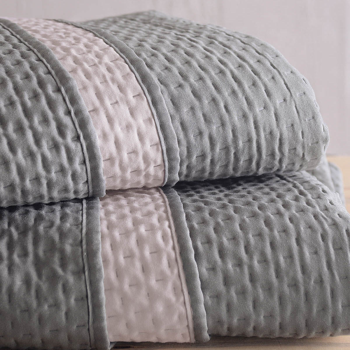 Κουβερλί King Size (Σετ 240X250) 2 Όψεων Rythmos Allure Grey - Beige Home Λευκά Είδη Κρεβατοκάμαρας Spitishop