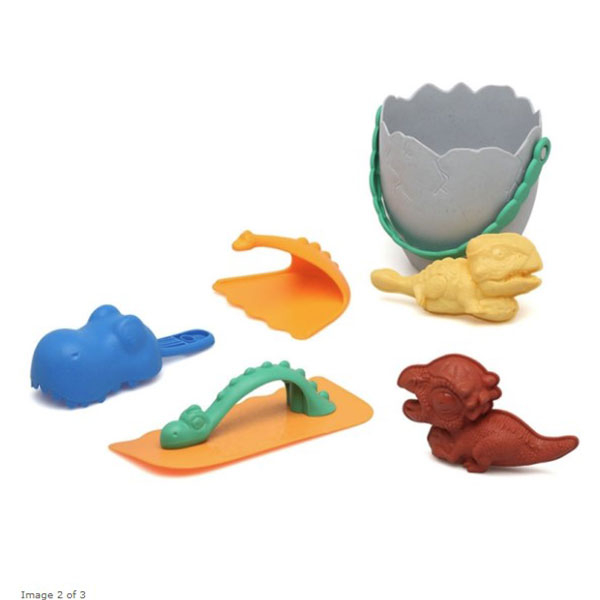 Κουβαδάκι + Φτυαράκια Παραλίας (Σετ 6τμχ) Kiokids Jurasic Γκρι 4309