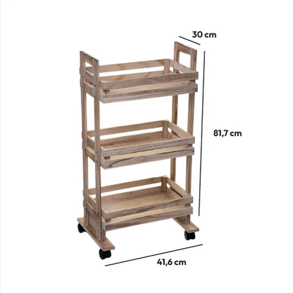 Τρόλεϊ/Ραφιέρα 3 Θέσεων (41.6x30x81.7) F-V Wooden Crate 160483