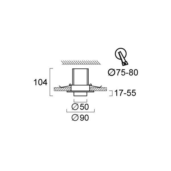 Σποτ Μονόφωτο LED Χωνευτό Viokef Gerer Black 4304701