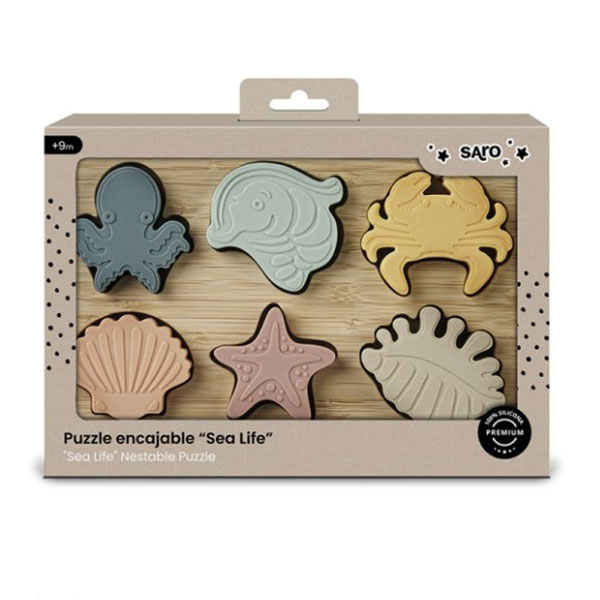 Ξύλινο Παζλ με 6 Σφηνώματα Saro Sea Life 3330 Home Παιχνίδια Ξύλινα Spitishop
