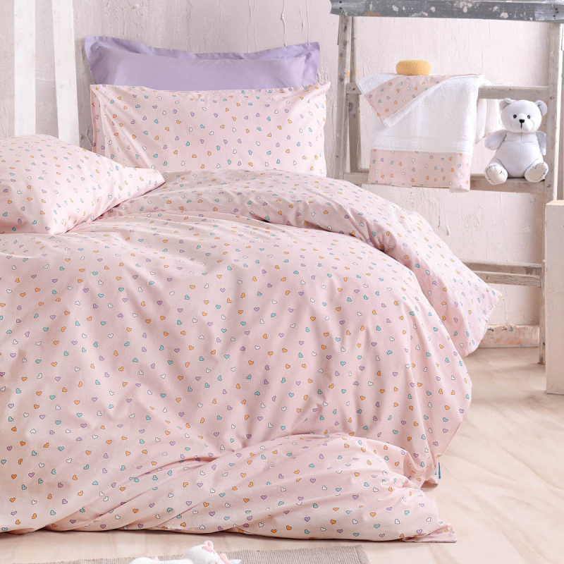 Σεντόνια Μονά (Σετ) Rythmos Symbol Tiny Heart Salmon