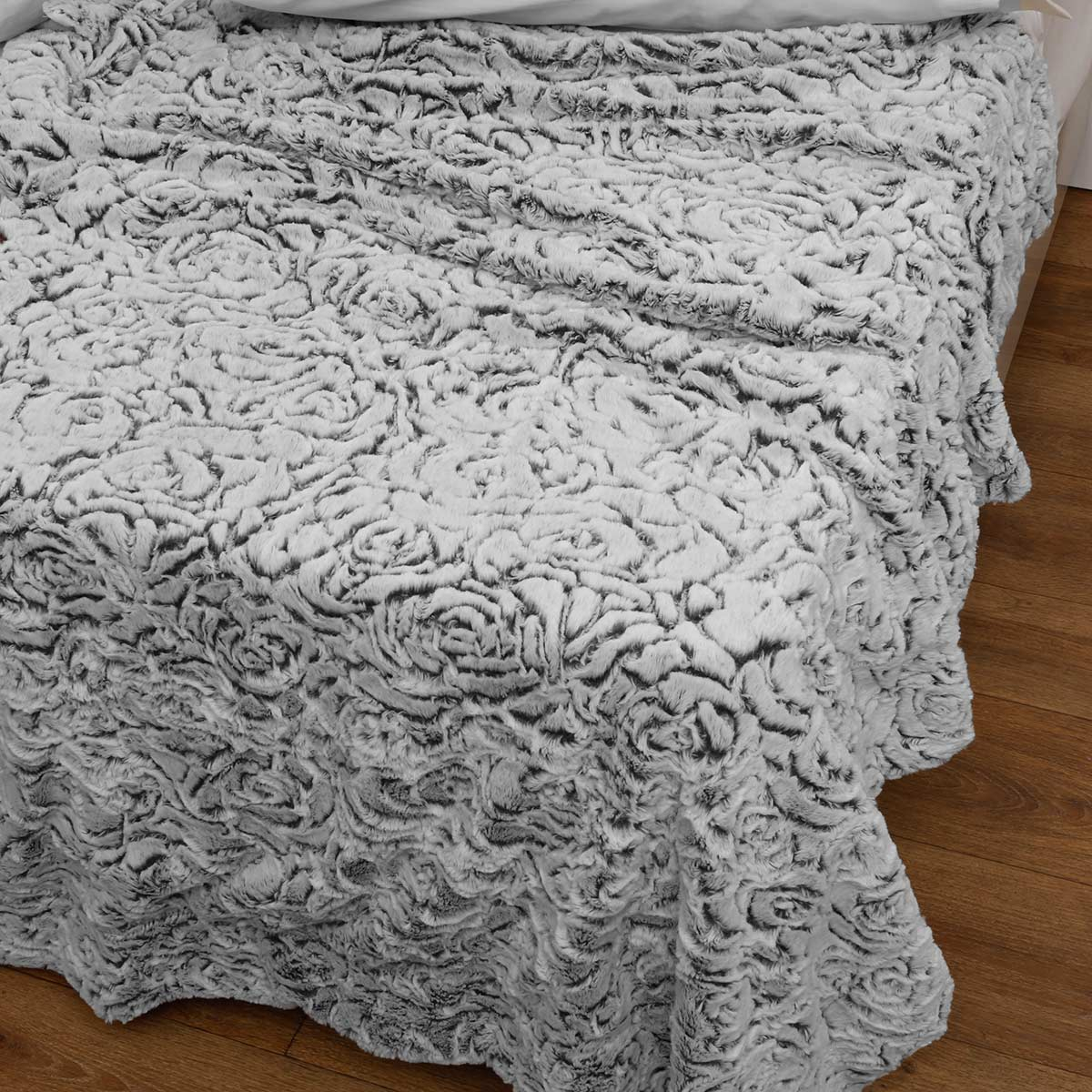 Κουβέρτα Fleece Υπέρδιπλη (220×240) Με Γουνάκι Anna Riska 370 Grey