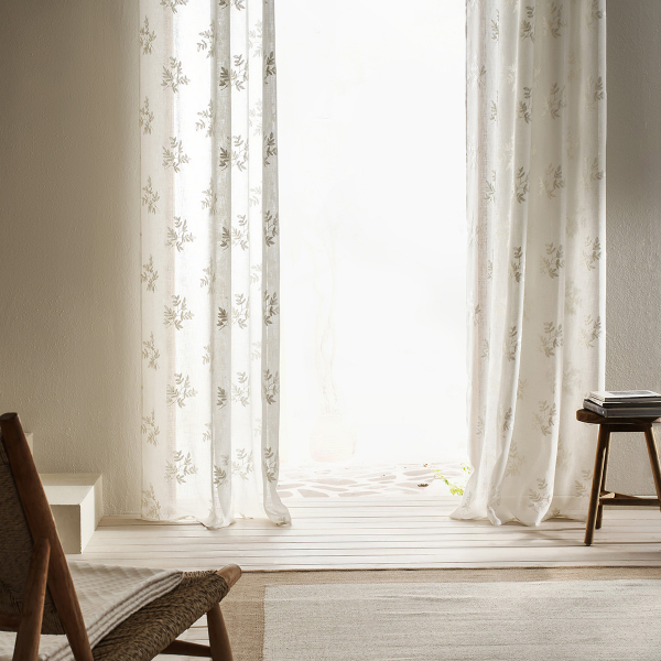 Κουρτίνα (140x280) Με Τρουκς Gofis Home Leaf Off White SS24 532/05