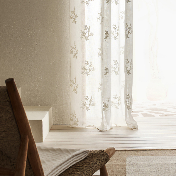 Κουρτίνα (140x280) Με Τρουκς Gofis Home Leaf Off White SS24 532/05