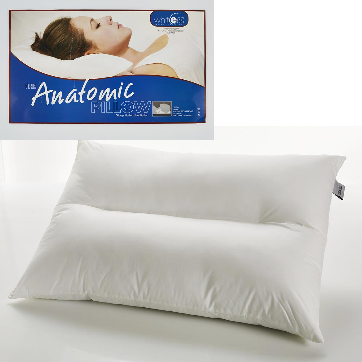 Μαξιλάρι Ύπνου Ανατομικό Σκληρό (50×70) Whitegg Anatomic MX12