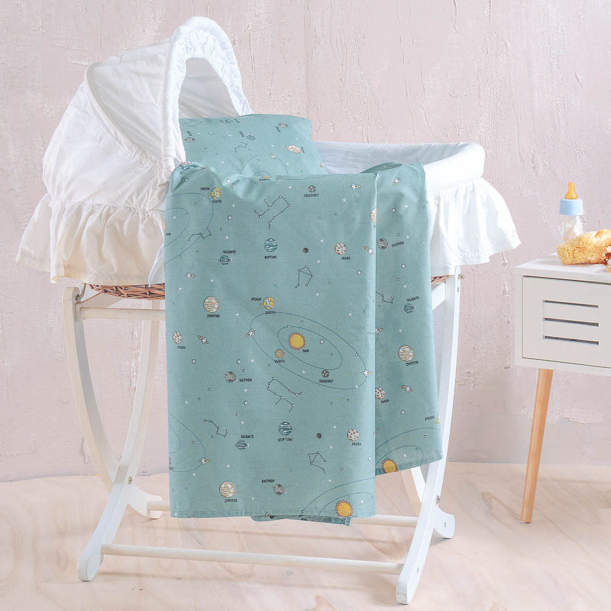 Rythmos Home Σεντόνι Λίκνου Επίπεδο (80x110) Rythmos Venus Green