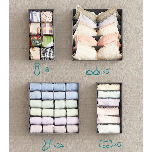 Θήκες Οργάνωσης Συρταριών (Σετ 4τμχ) Songmics RUS04GY