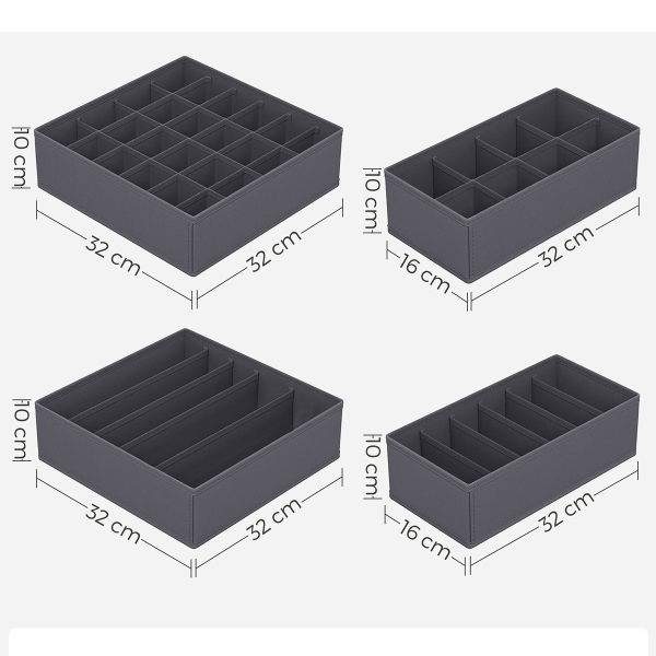 Θήκες Οργάνωσης Συρταριών (Σετ 4τμχ) Songmics RUS04GY