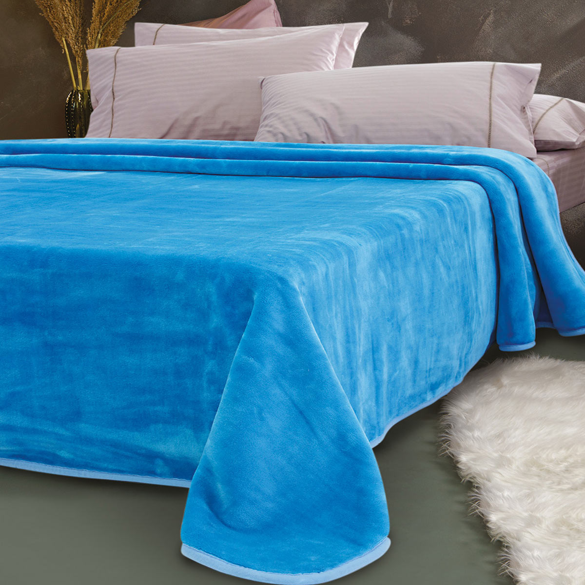 Κουβέρτα Βελουτέ Μονή (160×220) Sb Home Tyrol Sky Blue