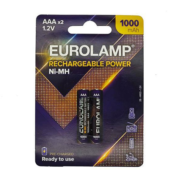 Επαναφορτιζόμενες Αλκαλικές Μπαταρίες AAA Ni-MH 1.2V 2τμχ Eurolamp 147-24200