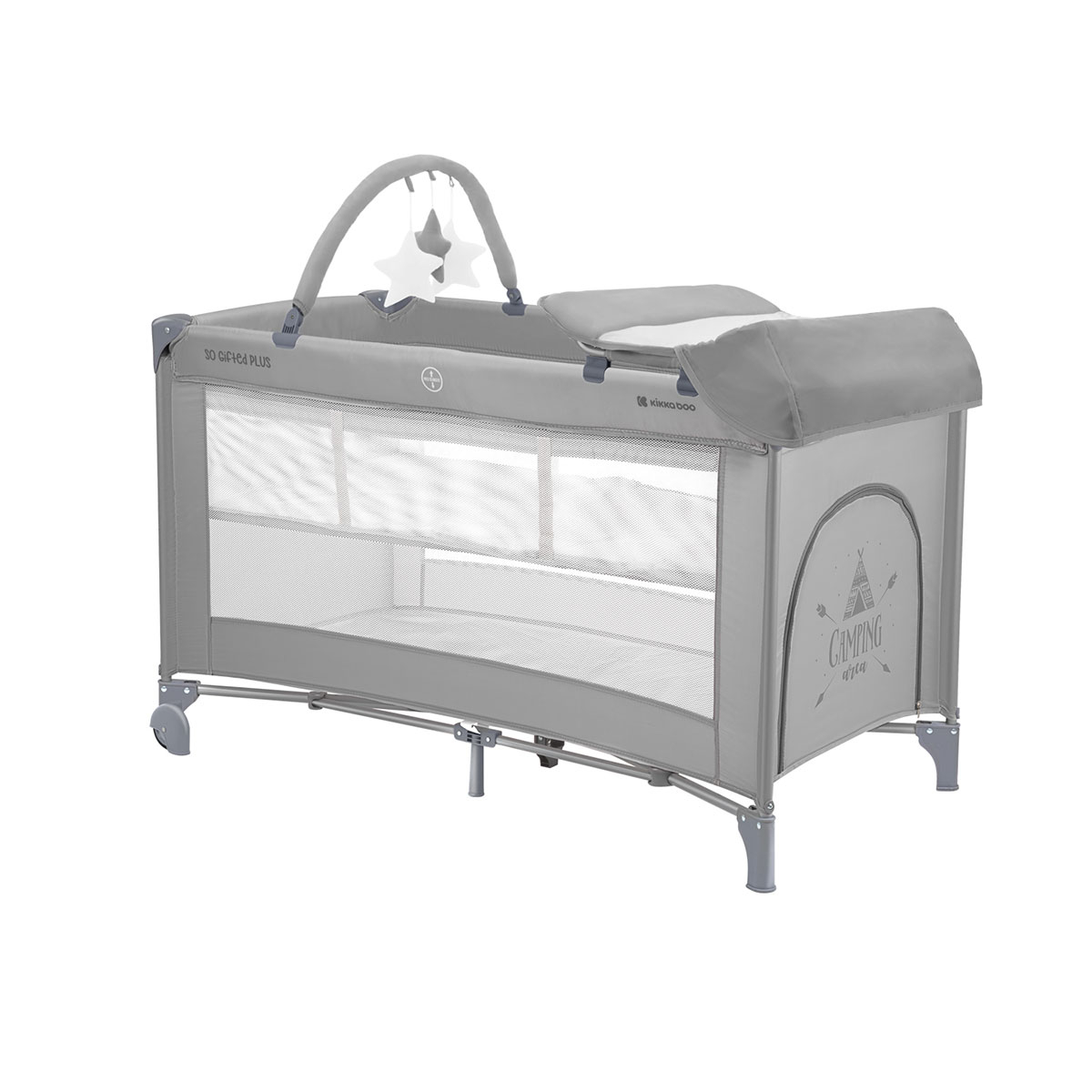 Kikka Boo Παρκοκρέβατο 2 Θέσεων (0+ Μηνών/Έως 15kg) Kikka Boo So Gifted Plus Grey