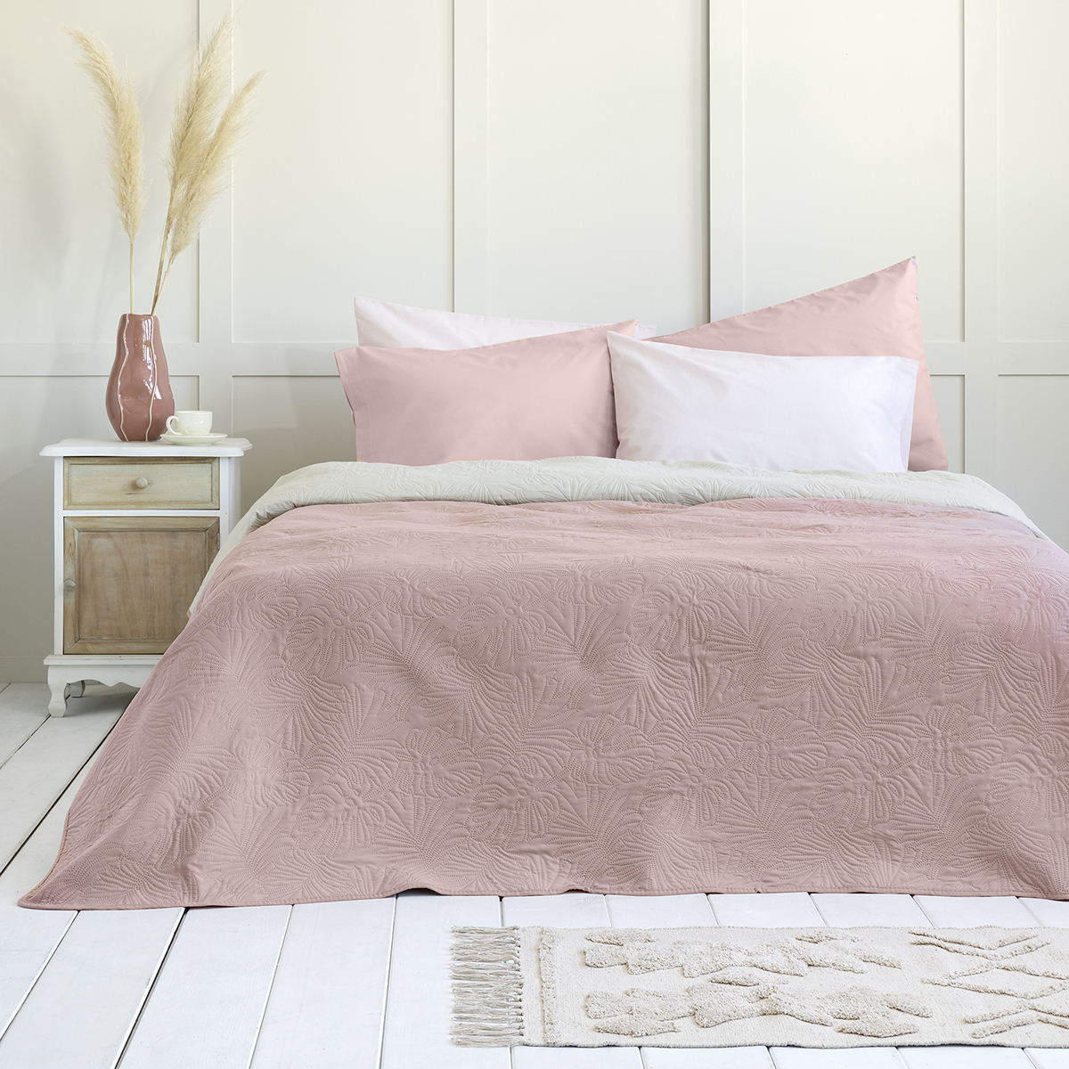 Κουβερλί Μονό (160×240) 2 Όψεων Nima Natara Beige/Rose Pink 284294