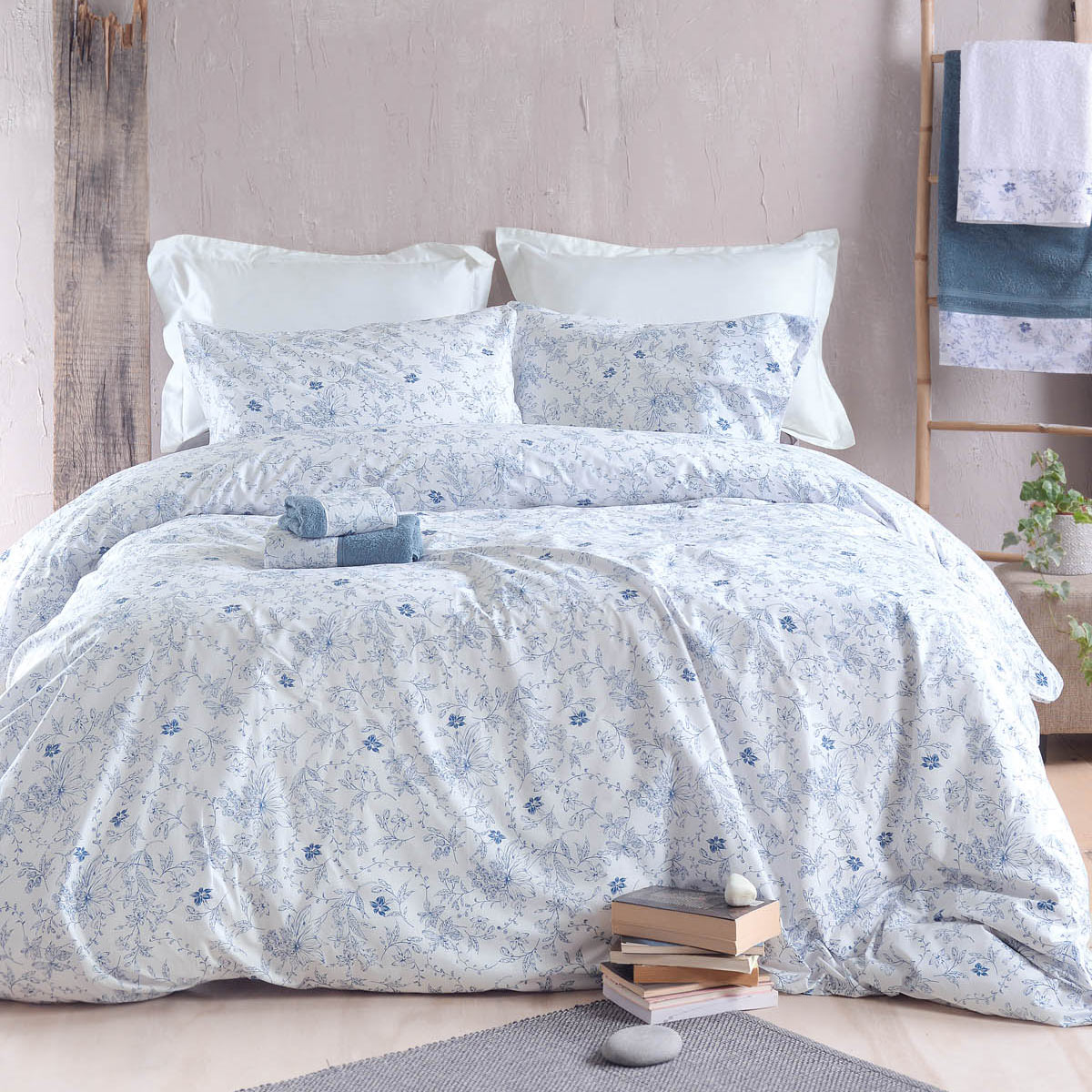 Rythmos Home Σεντόνια Μονά (Σετ) Rythmos Nova Ortensia Blue ΜΕ ΛΑΣΤΙΧΟ 105x205+25 ΜΕ ΛΑΣΤΙΧΟ 105x205+25