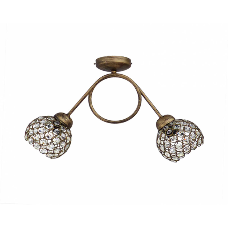 Φωτιστικό Οροφής Δίφωτο Heronia Chris 01-0304 Bronze