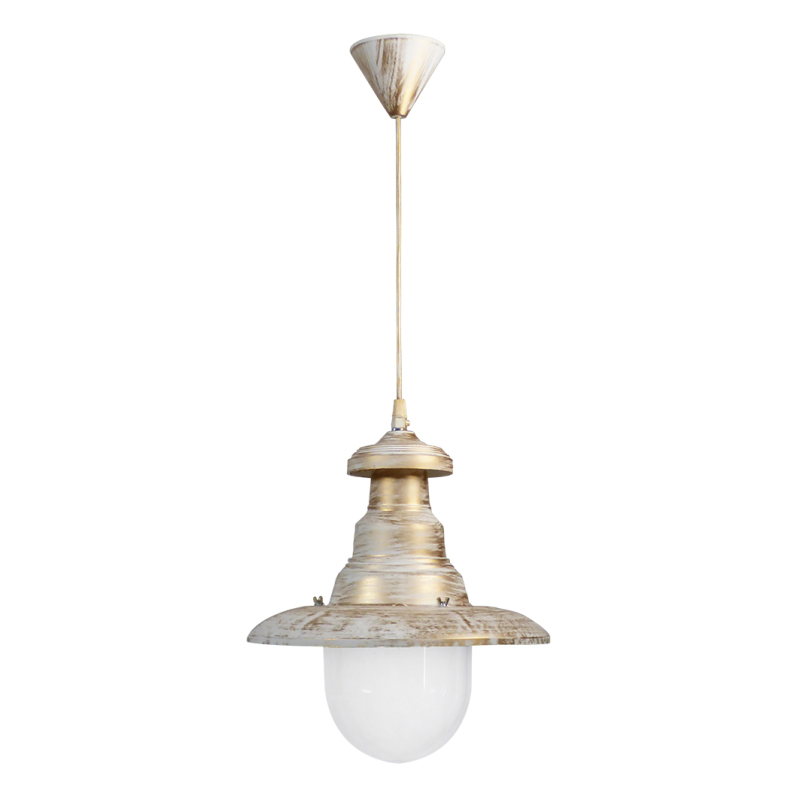 Φωτιστικό Οροφής Μονόφωτο Heronia Pyrofani 26-0053 White/Gold