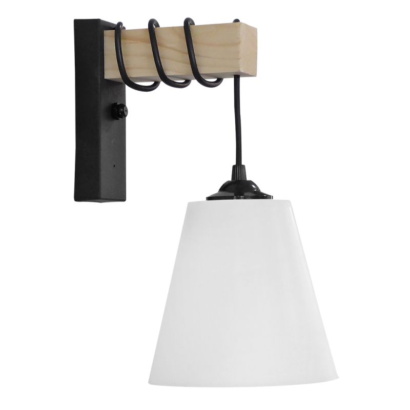 Απλίκα Τοίχου Heronia Wood 31-1225 Black/Natural Wood