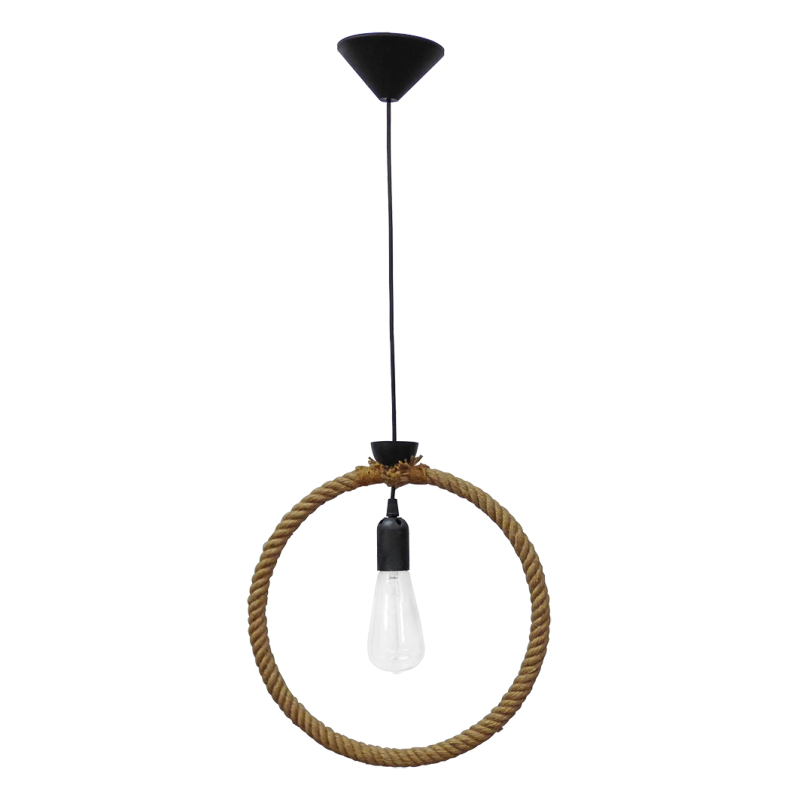 Φωτιστικό Οροφής Μονόφωτο Heronia Kyklos 34-0039 Rope/Black
