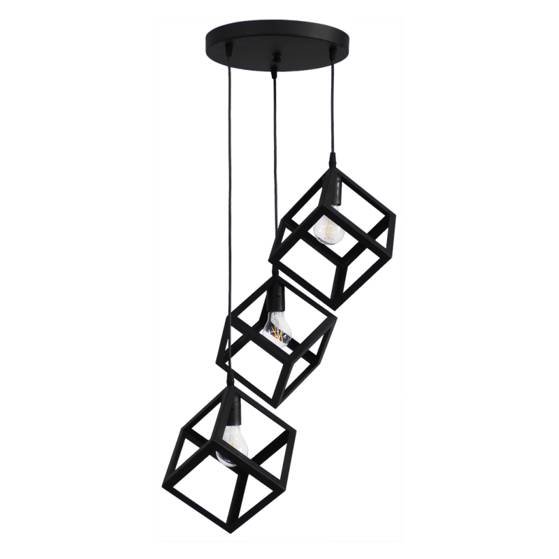 Φωτιστικό Οροφής Τρίφωτο Heronia Kyvos 34-0250 Black Metal