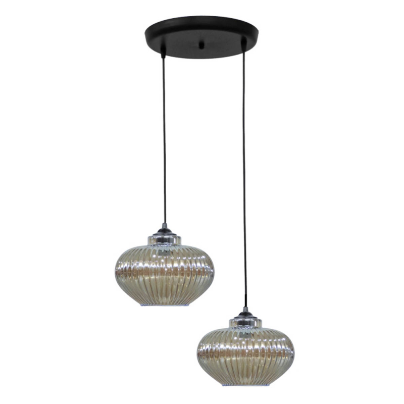 Φωτιστικό Οροφής Δίφωτο Heronia Rigato 02-0338 Fume