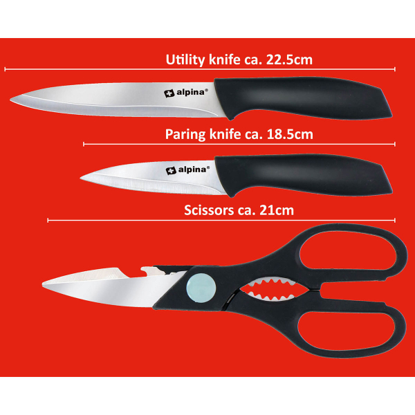Μαχαίρια Κουζίνας & Ψαλίδι (Σετ 3τμχ) Alpina 871125219231