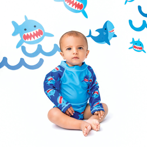 Βρεφικό Μαγιό (Σετ 3τμχ) Με Αντιηλιακή Προστασία Zoocchini Sherman The Shark