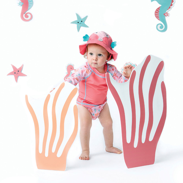 Βρεφικό Μαγιό (Σετ 3τμχ) Με Αντιηλιακή Προστασία Zoocchini Sally The Seahorse