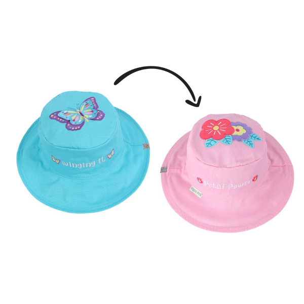 Παιδικό Καπέλο 2 Όψεων Με Προστασία UV FlapjackKids Butterfly/Floral