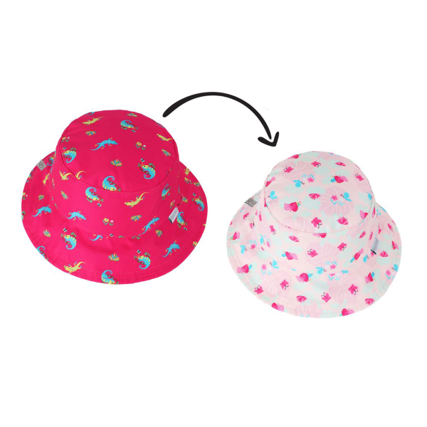 Παιδικό Καπέλο 2 Όψεων Με Προστασία UV FlapjackKids Pink Chameleon/Tropical
